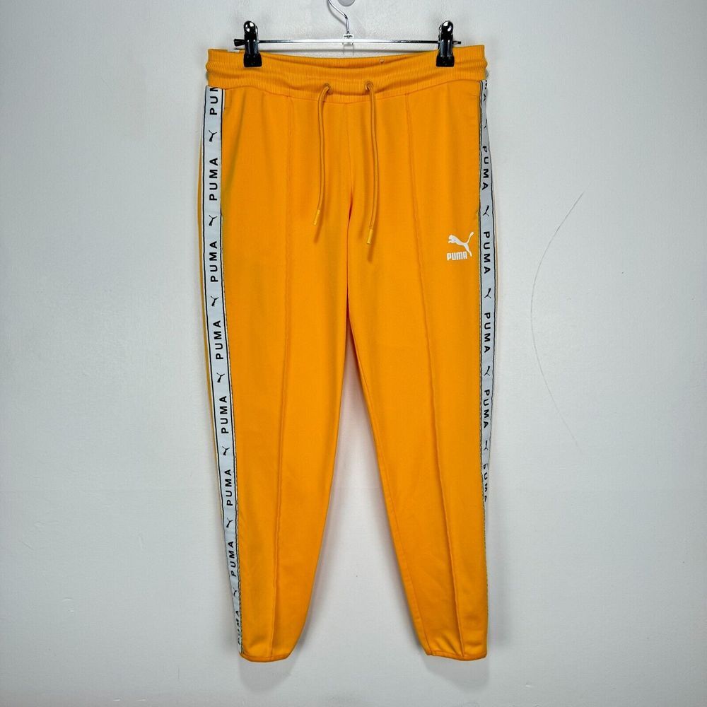 Puma Joggers Sweatpants Pants Women XS Extra Small Yellow‎ Wicking Ankle Zip